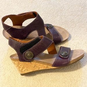 TAOS Cork Wedge Sandal Medallion Detail Ankle Strap